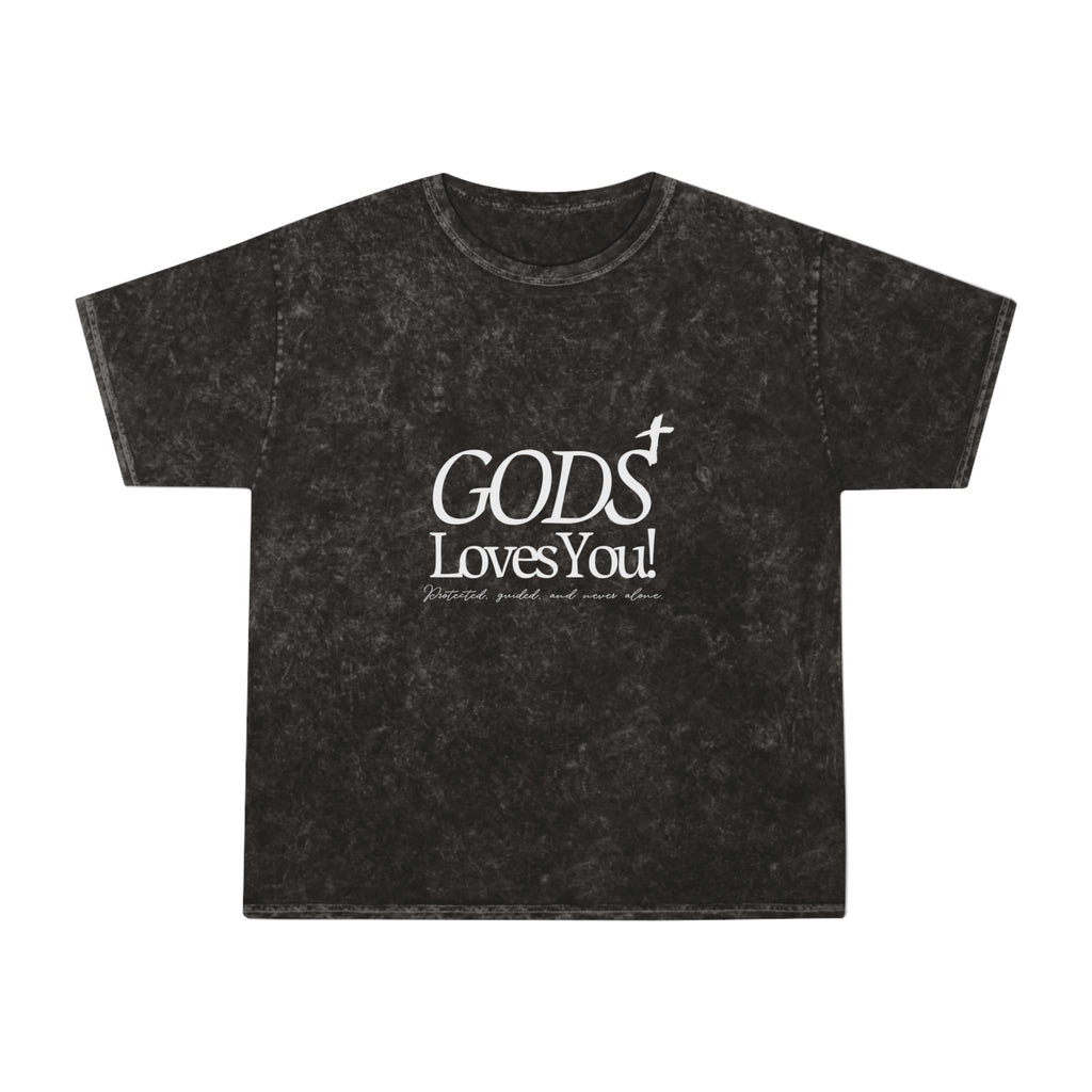 Unisex God Loves You Mineral-Wash Tee — Christian Faith Graphic T-Shirt